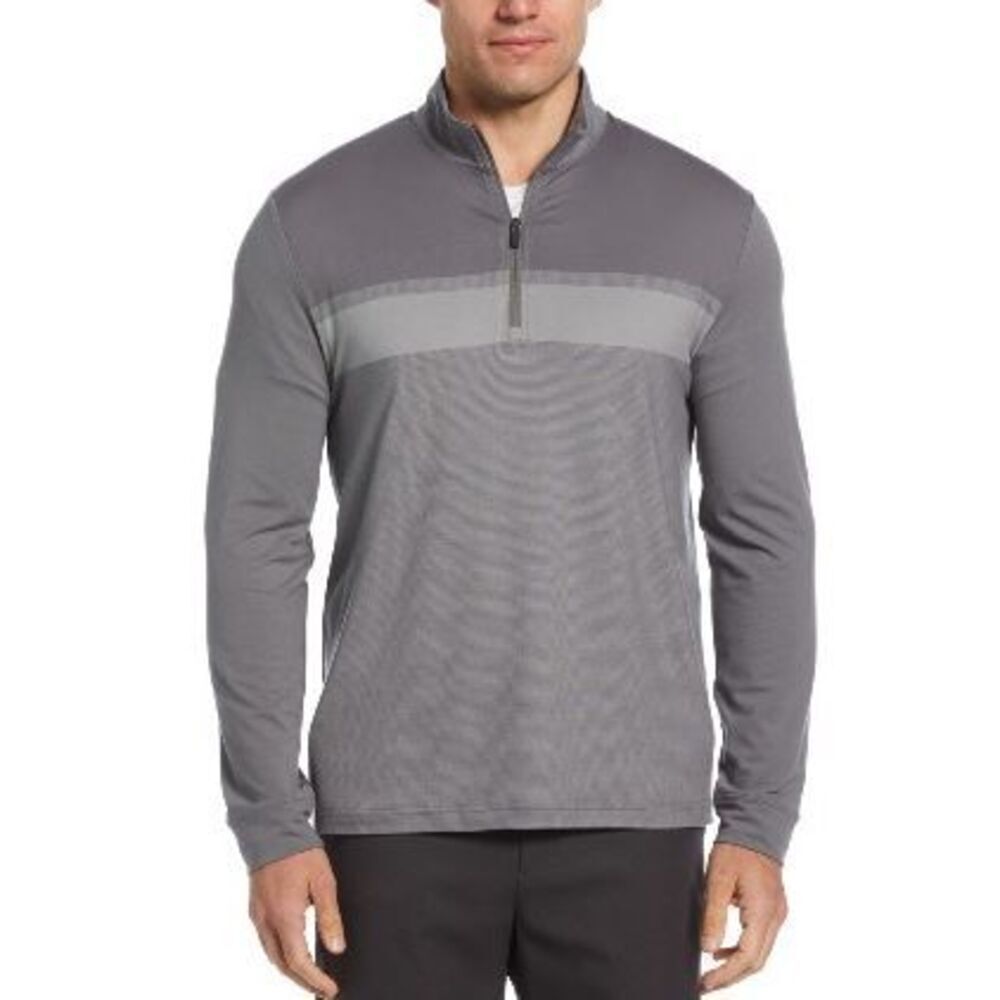 PGA Tour NWT Chest Stripe Ombre Long Sleeve Quarter-Zip Sweater Quiet Shade